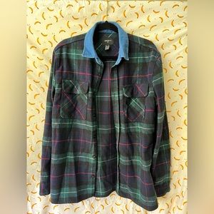 Plaid jacket with jean collar